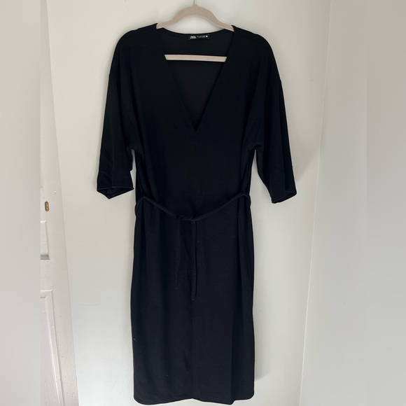 Zara Belted Midi Dress - Black - Picture 3 of 5
